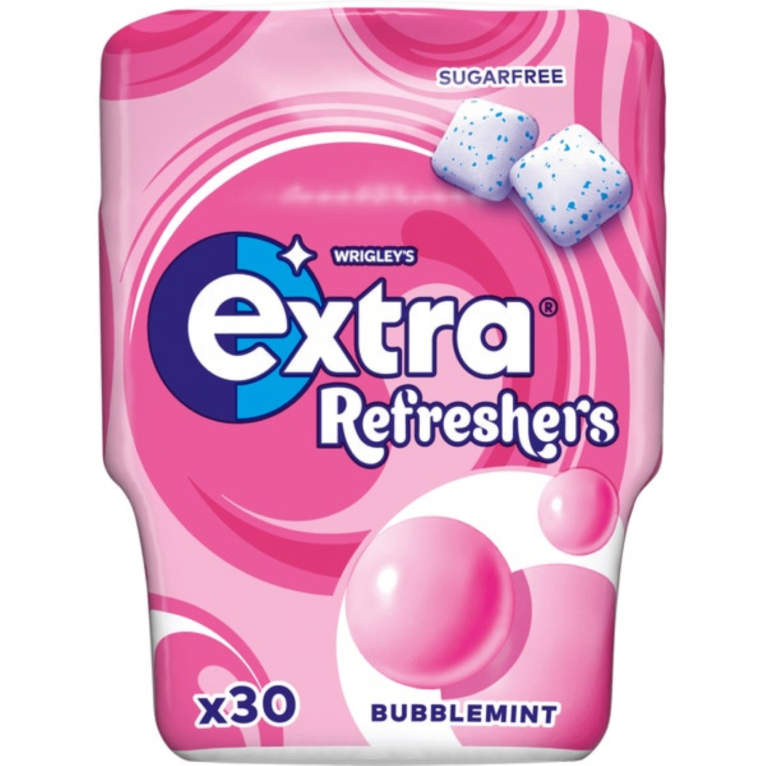 EXTRA REFRESHERS CHEWING GUM BUBBLEMINT 30S 67G